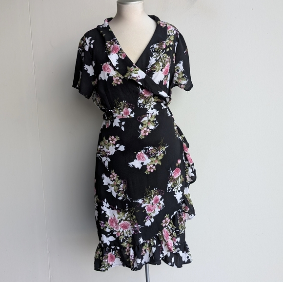 Floral Wrap Ruffle Dress - Picture 1 of 4